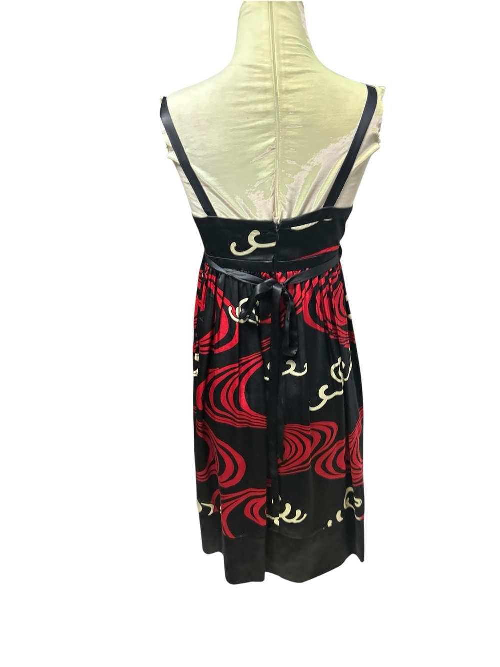 Maggy London black and red silk charmeuse babydoll dress Size 4 - Picture 3 of 12